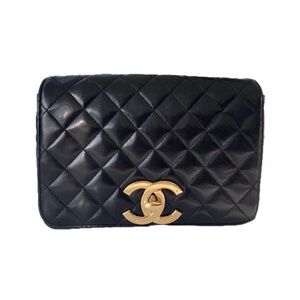 CHANEL Vintage Single Flap Oversized 24k gold plated CC